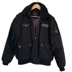 Greenlander Mens Bomber Style Jacket Large Black Air‎ Station Extreme Weather